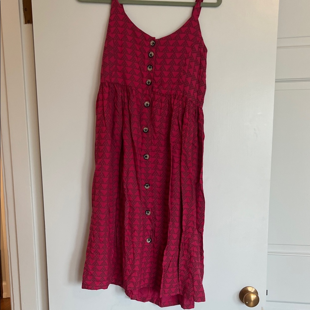 Sleeveless Pink Button-Front Midi Dress